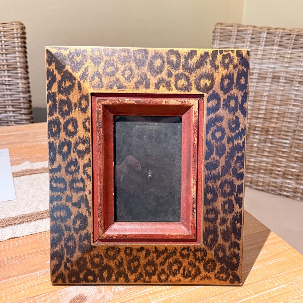 Pier 1 imports Leopard Print Photo Frame with Red Inner Trim